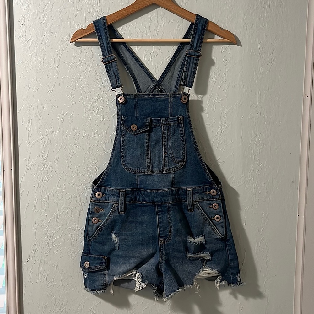 No Boundaries Overall Shorts Denim